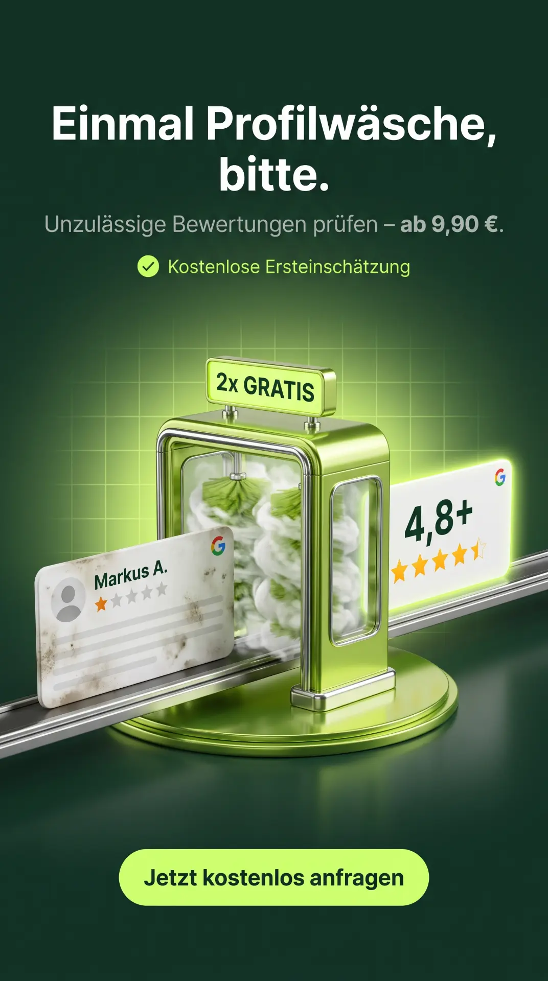 Werbeanzeige: Einmal Profilwäsche, bitte